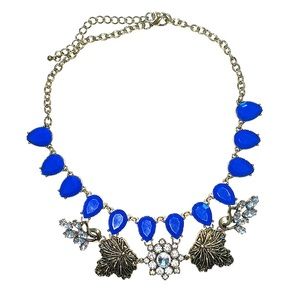Royal blue stone and gold fashion necklace